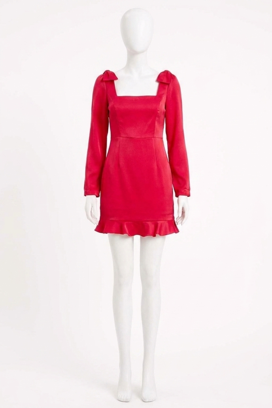 NEW ADELYN RAE ashley satin bow dress in red